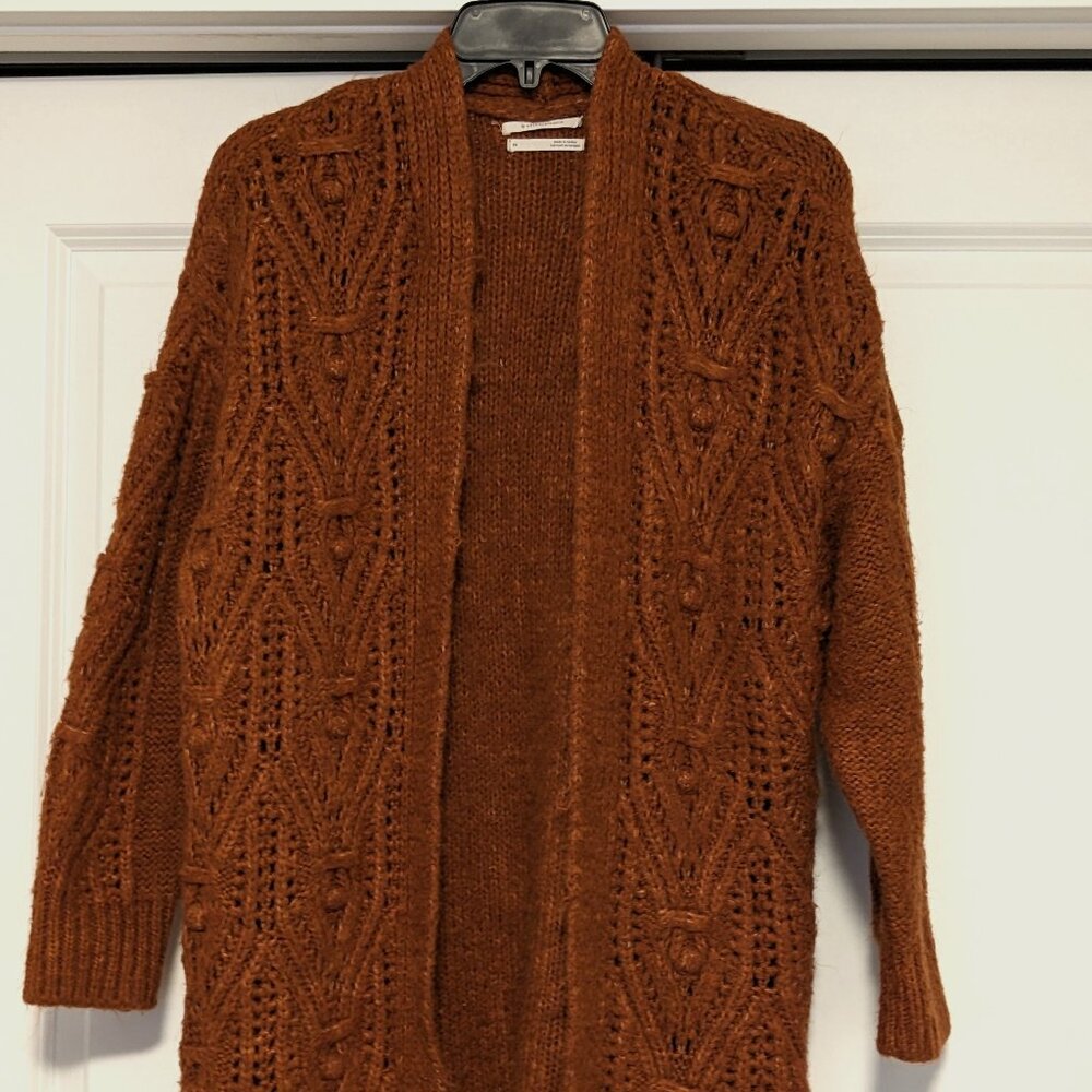 Anthropologie Chunky Knit Cardigan -  Rust Orange - Sz XS